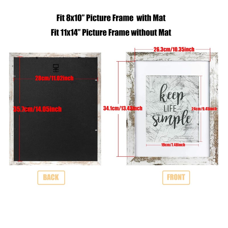 kennethan 11x14 White Picture Frame - Made to Display Pictures 8x10 with Mat or 11x14 Without Mat - Wide Molding - Wall Mounting Display for Home, Office,Gallery,Holiday with Photos, Posters - Image 4